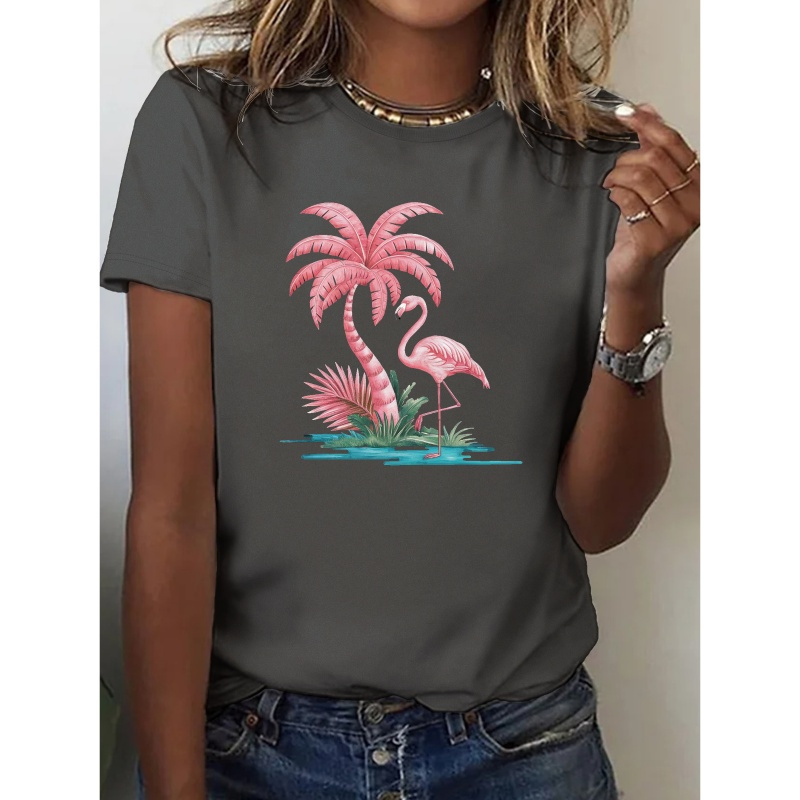 

Tropical Flamingo Scene Pure Casual Women's Tshirt Comfort Fit