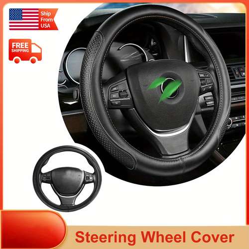 XUKEY Suede Leather Steering Wheel Cover, Universal Non-Slip Interior Accessory (2-Pack)