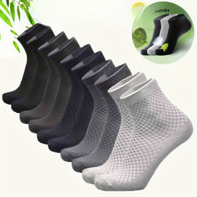 

5 Pairs Breathable Bamboo Fiber Socks For - Ankle Height Dress Socks For Comfort