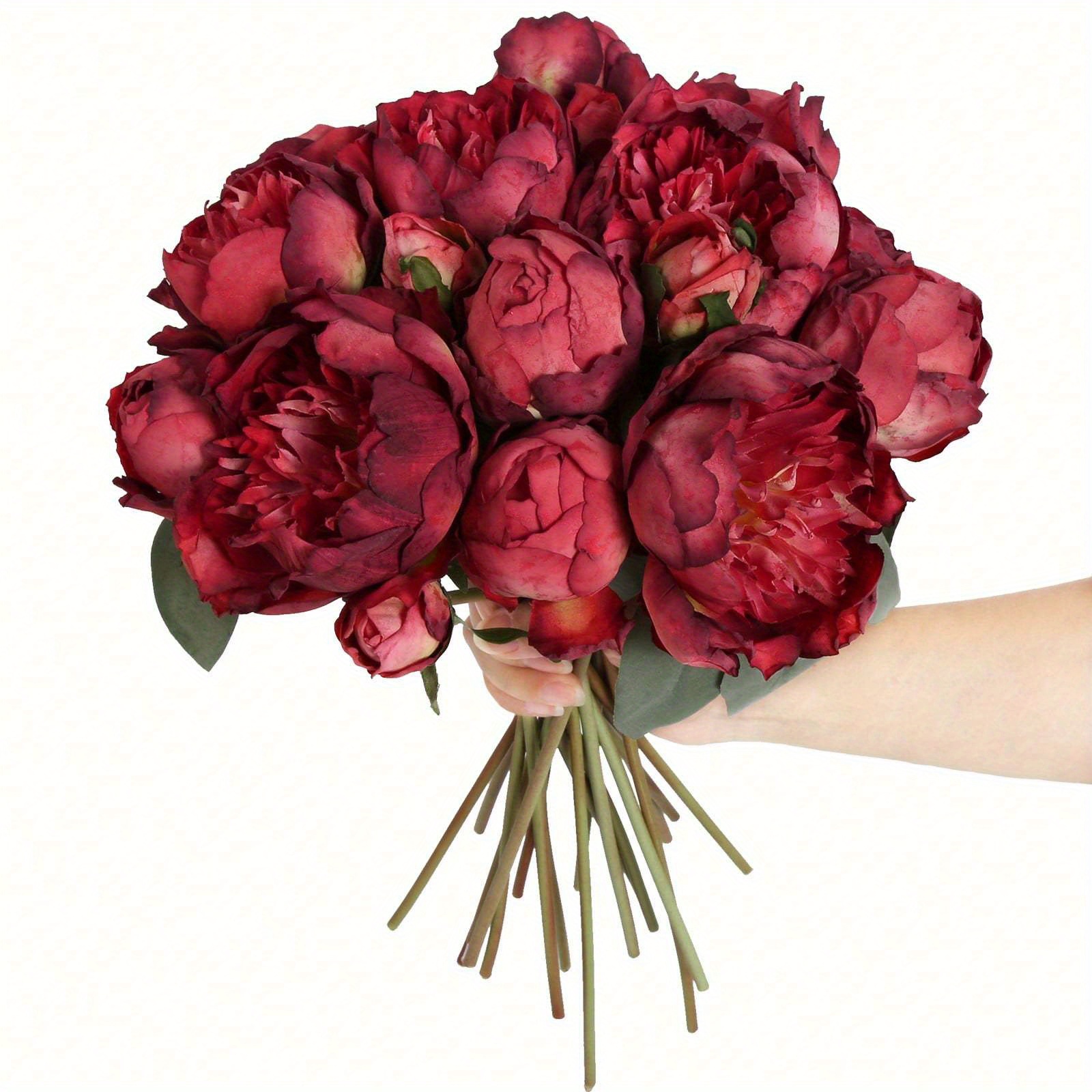 TEMU 2 Bouquet Artificial Peonies Flowers 14 Heads Vintage Fake Flowers Peony Flowers For Flower Arrangements Artificial Centerpiece Home Table Dining Room Decor
