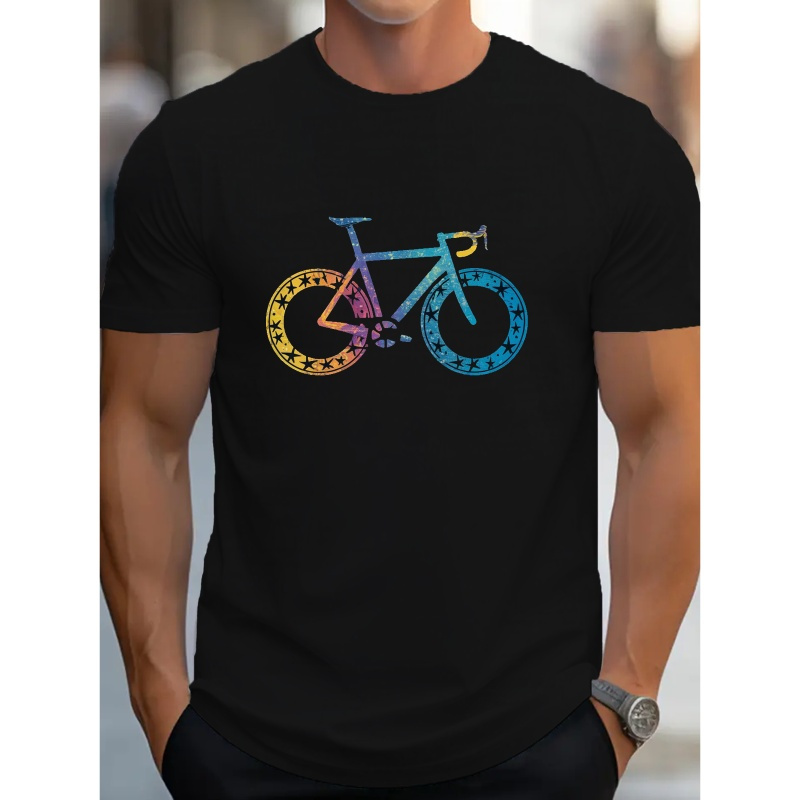 

Men's Casual Cycling Print T-shirt - Breathable Polyester, Short Sleeve, Crew Neck - Summer, Leisure, Cycling, T-shirt, Casual