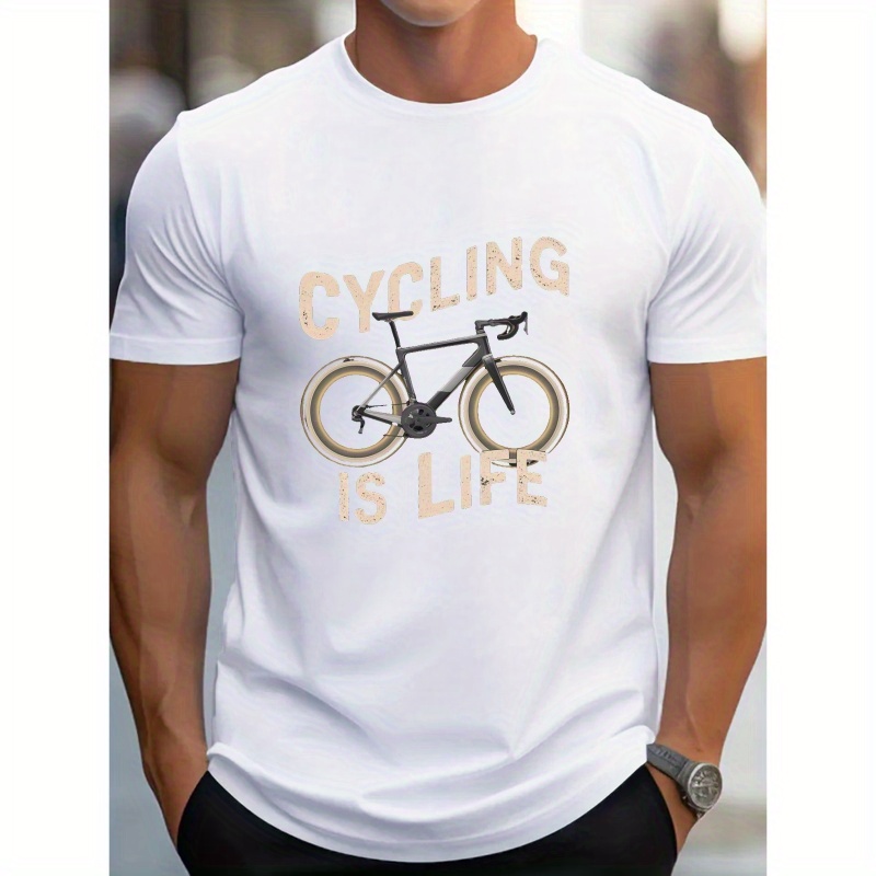 

Men's Casual Cycling Print T-shirt - Breathable Polyester, Short Sleeve, Crew Neck - Summer