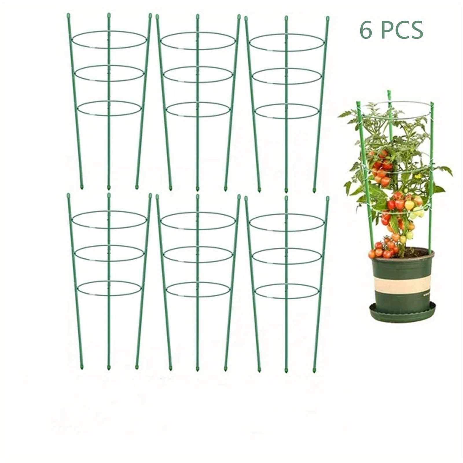 

6pcs Garden Plant Support Tomato Cage, Upgrade 18" Plant Lattice Frame Kit For Climbing Plants, Plant Stake For Supporter Climbing Plants, Slip And Shock Resistant