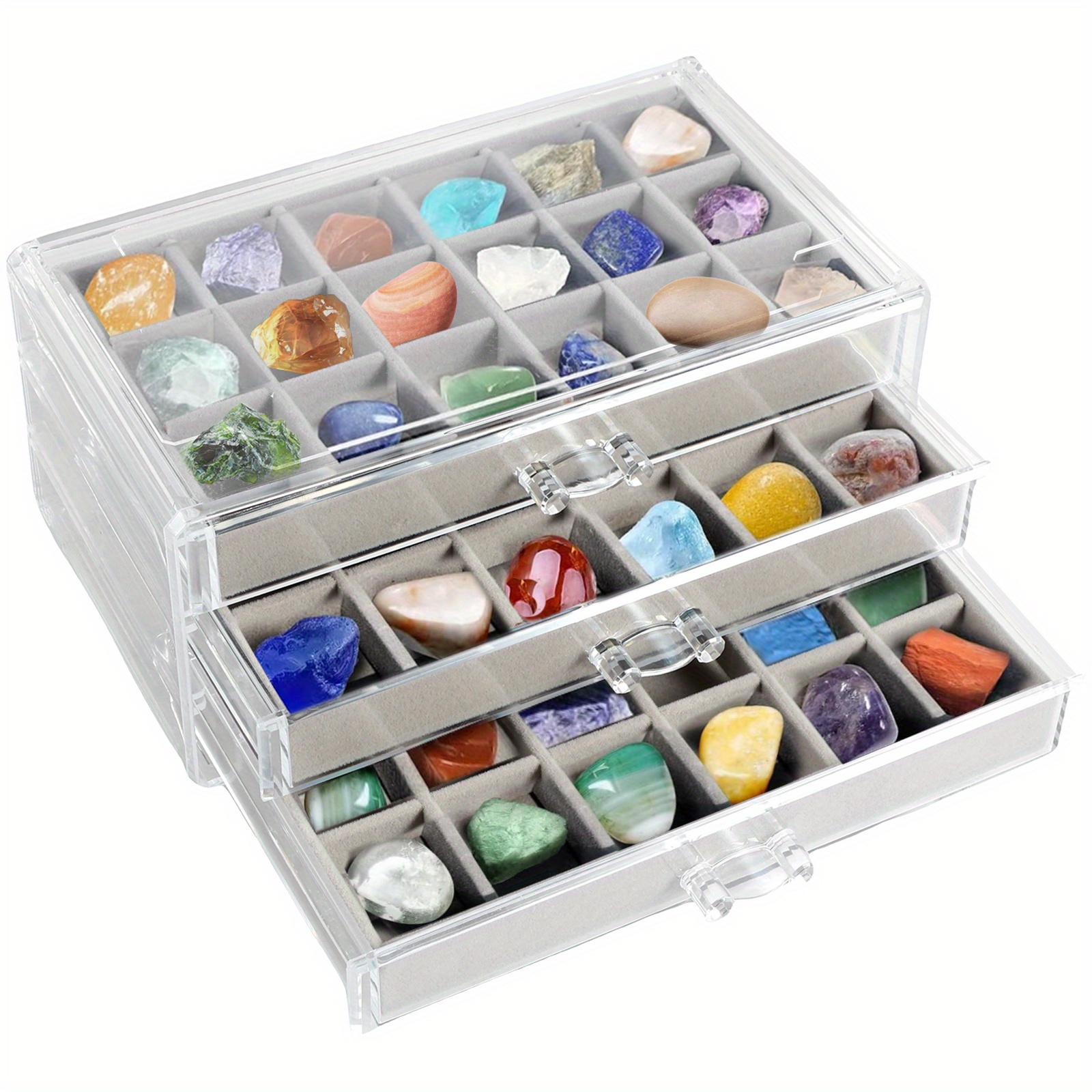 

Rock Display Case 3 Drawers Rock Collection Grids Rock Collection Display Case Clear Crystals Display Case Gemstone Display Case Rock Storage Case