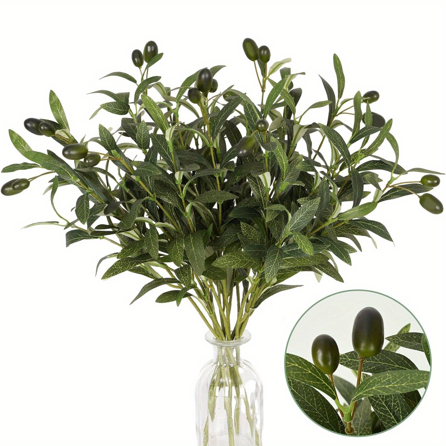 

8 Pcs Faux Greenery Stems, Olive Tree Branches For Vases, Artificial Olive Tree Fake Plants For Centerpieces Floral Arrangements Home Decor, 18 Inch