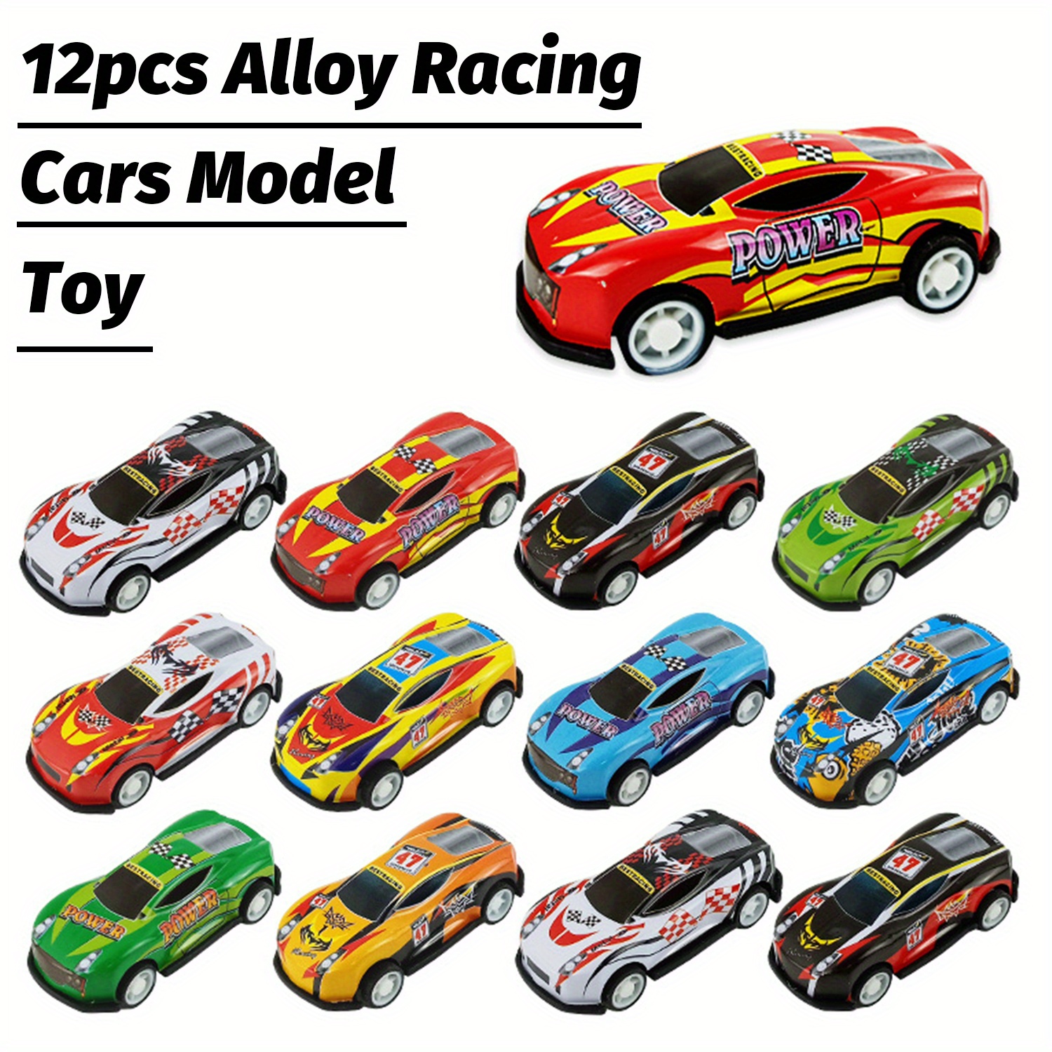 

12pcs Mini Alloy Racing Car Set For Kids - Durable Metal Toy Cars, Perfect Birthday Gift For Boys Ages 6-8 (colors Vary)