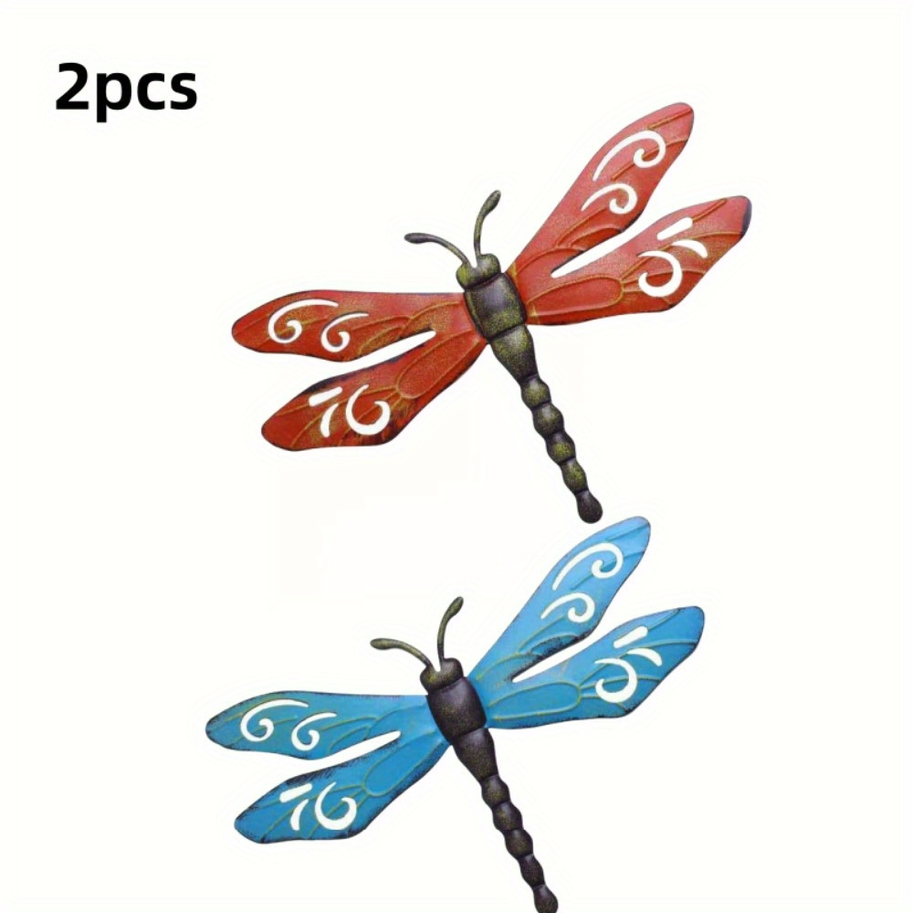 

2pcs Large Size 40cm/15.6in Iron Metal Dragonfly Wall Decoration Outdoor Garden Patio Fence Art, Living Room, Bedroom Hanging Decoration