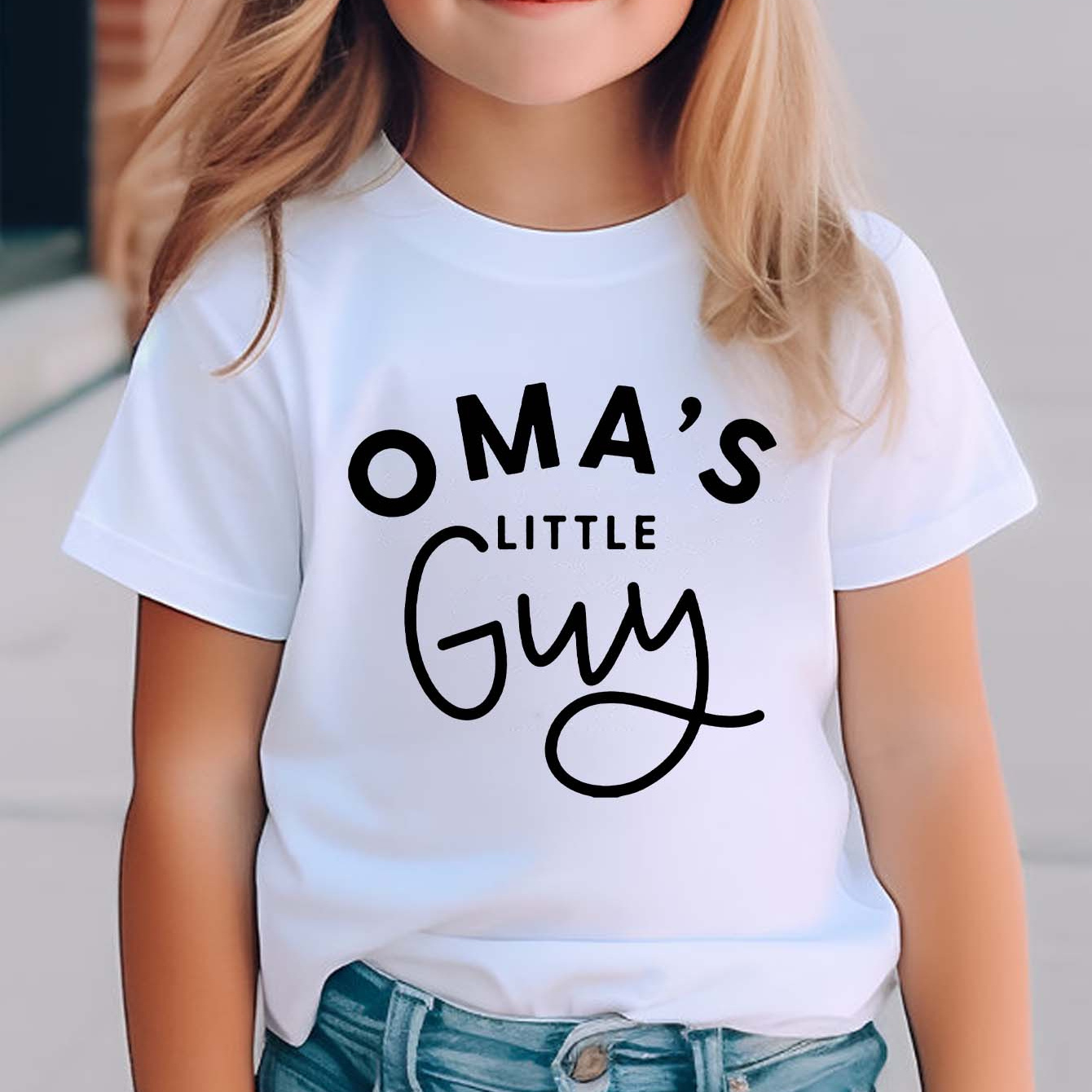 

Little Guy Print Creative T-shirts, Soft & Elastic Comfy Crew Neck Short Sleeve Tee, Girl's Summer Tops