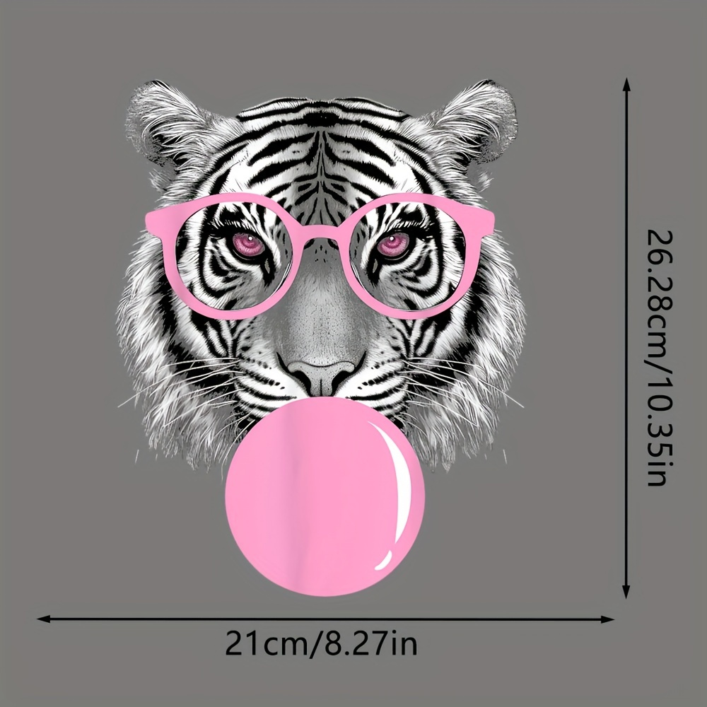 1pc Funny Cartoon Fashion Glasses Tiger Patches, For Clothing, Washable Heat Press Sticker For T-shirts, Decoration Applique For Everyone