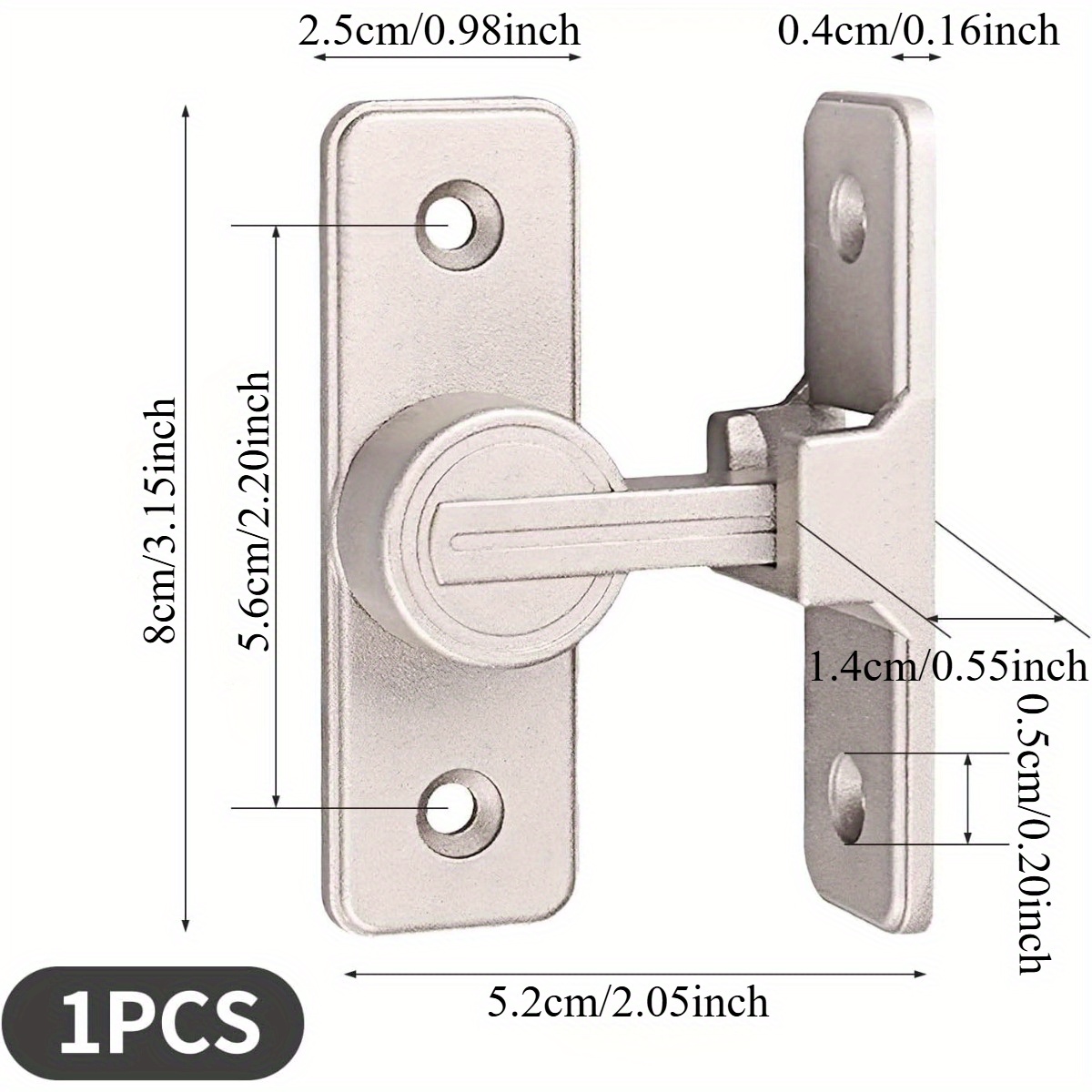 

1pc No-drill Security Door - Sleek Sand Nickel, 90-degree Right-hand Positioning, Sliding Door Lock With Keyhole, 2.05" W X " H - Bathroom & , Door Handles For Bathroom