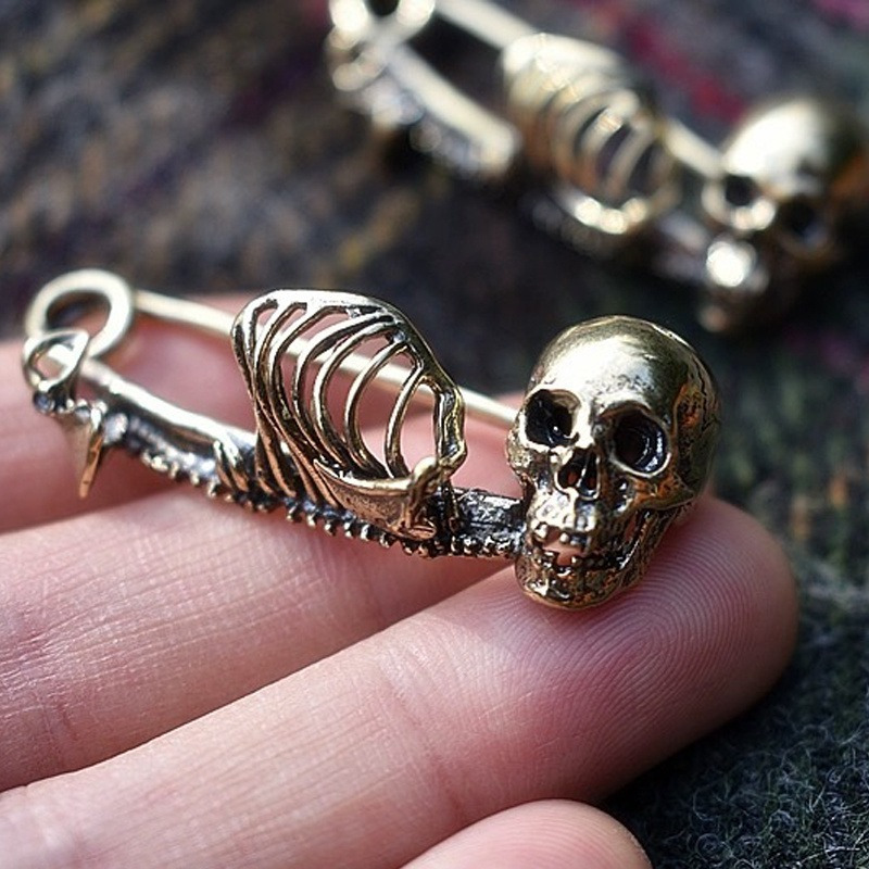 TEMU 1 Pc Vintage Unique Creative Geometry Skull Shape Brooch Men Accessories Party Jewelry