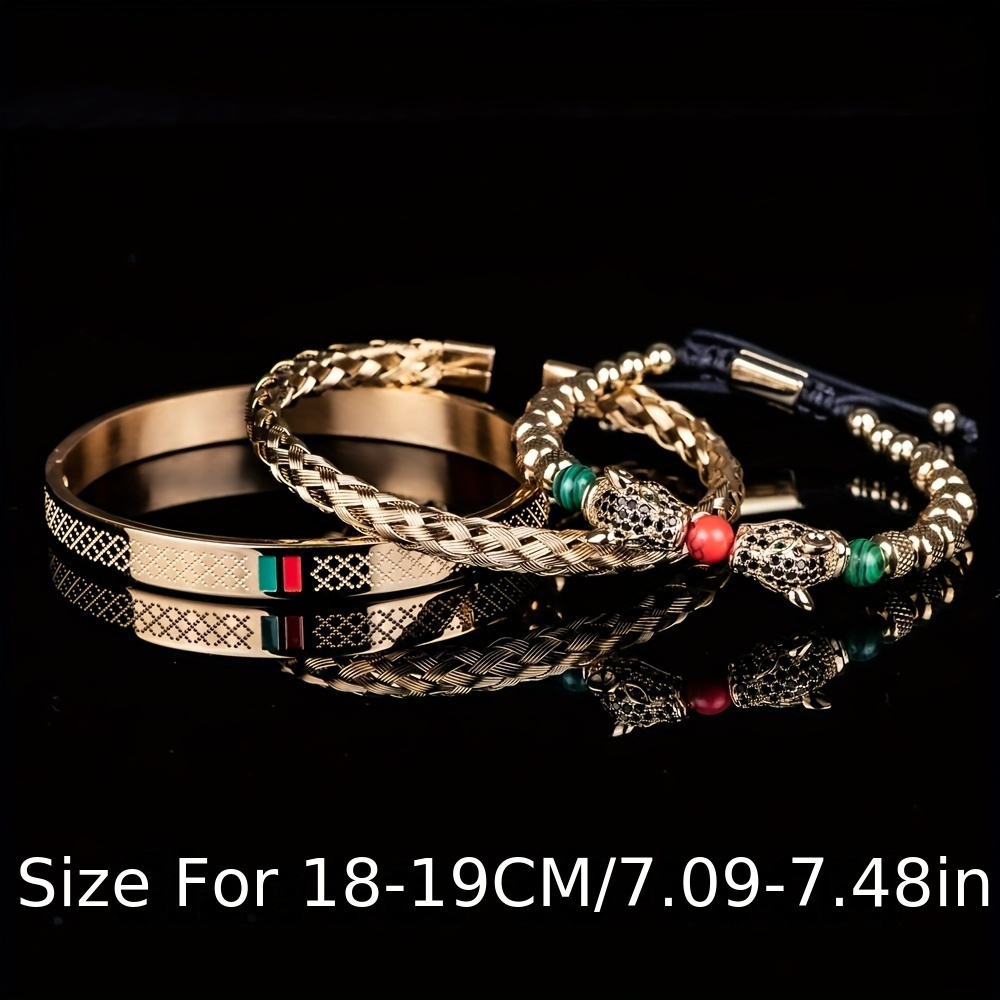 double leopard enamel bracelet bold stainless steel bangle unisex fashion accessory details 0