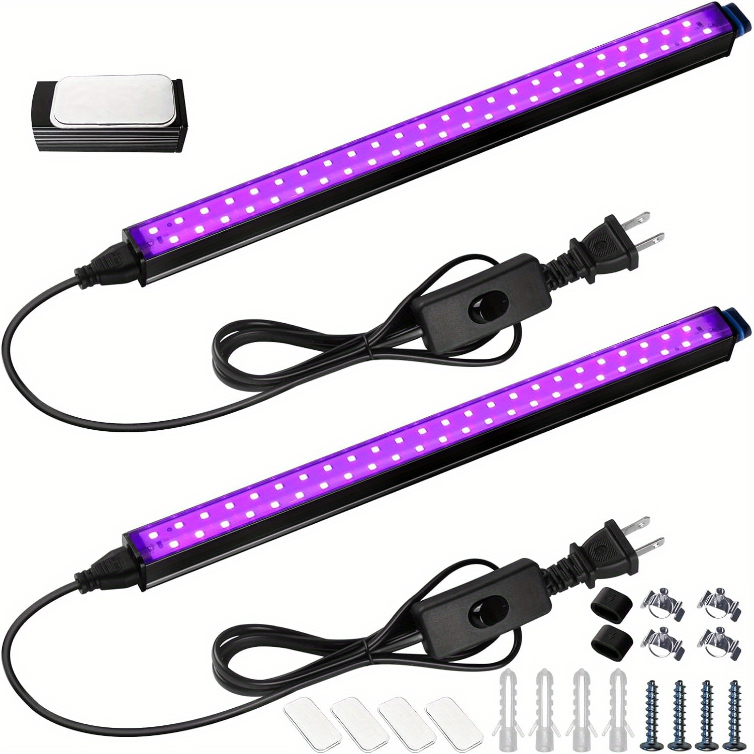 

2 Packs Black Light Bar, 10w 1ft Magnetic Led Black Light, For Glow Party, Fluorescent Poster Paint, Blacklight Halloween Decorations, Uv Light, Plug With Built-in Switch