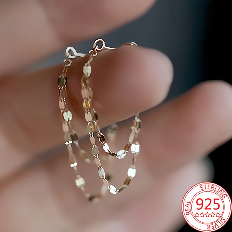 

925 Sterling Silver Bohemian Dangle Earrings With Hypoallergenic Chain - Elegant And For Daily Casual Wear, Fashion Accessory For Women, Gift- Idea, Nickel-free And Plating-free, Choose