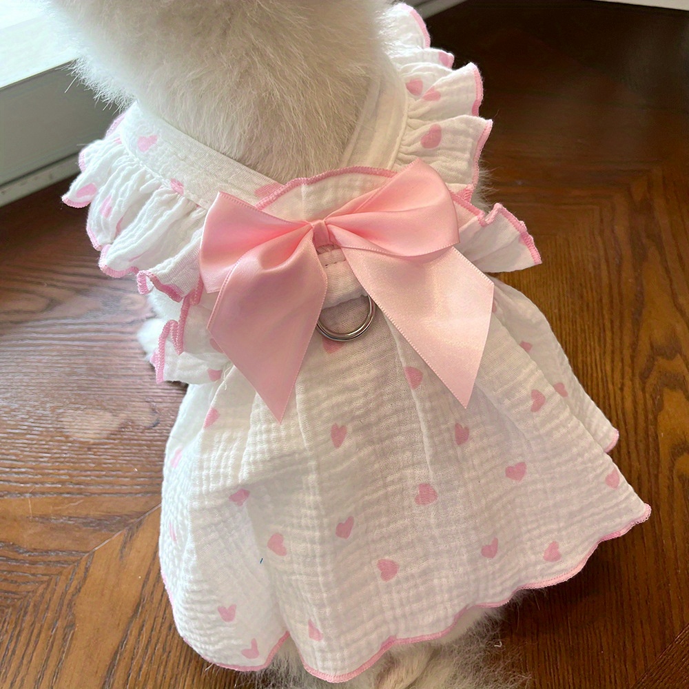 Niedliches Hundeshirt Für Kleine Hunde - Rosa Rüschenkleid Für Mädchen-Hunde Im Frühling & Sommer