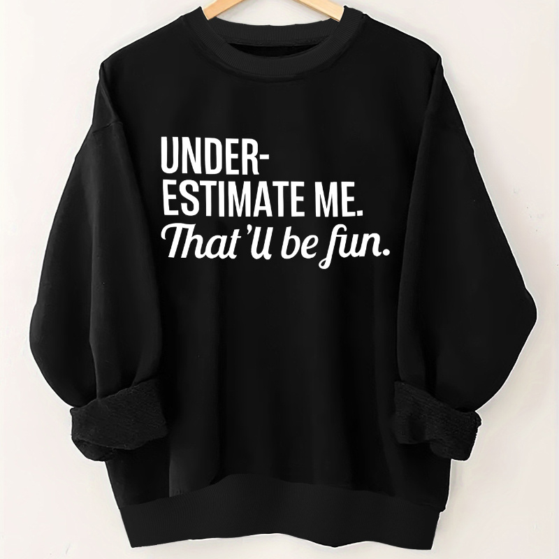 

Plus Size Letter Print Pullover Sweatshirt, Casual Long Sleeve Crew Neck Sweatshirt For Fall & Spring, Women's Plus Size Clothing