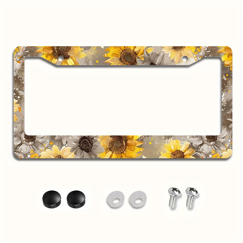 

Sunflower Glitter Metal License Plate Frame - 6.3x12.2" | , Rust-proof & For 's Cars