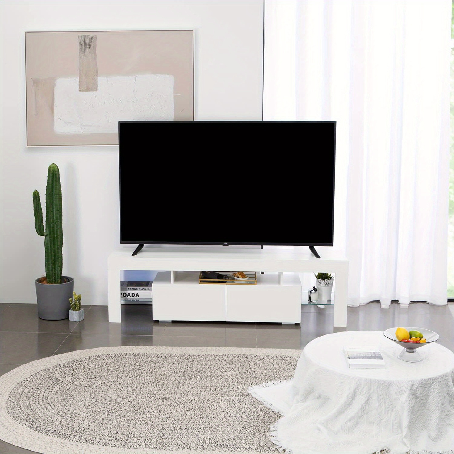 

Led Tv Stand For Tv Up To 70" Modern High Gloss Finish Media Console