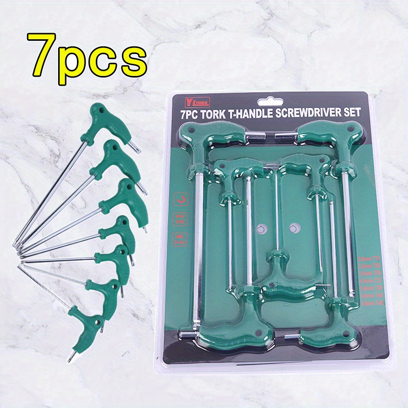 

7pcs T-handle Screwdriver Set, Dual-head Allen & Torx Wrench Set, High-torque 45 Gauge Steel, Multi-functional Flat/ball Head Screwdrivers With Anti-slip Handles, Heavy Duty L/t-shaped Bits Tool Kit