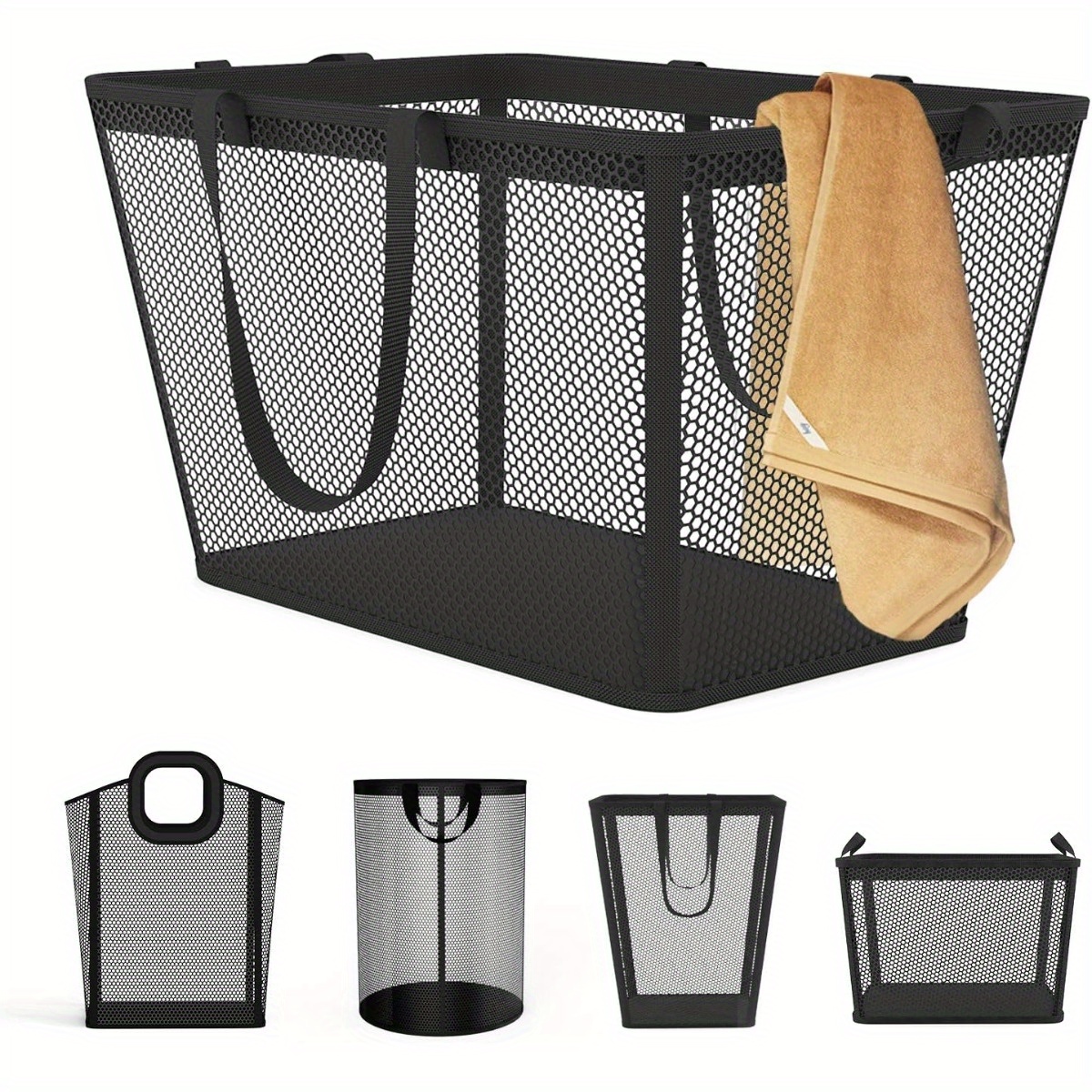 

Npet 58.4l Large Collapsible Laundry Hamper With Peva, Waterproof & Breathable Mesh - Stylish Black Rectangular Basket With Handles For Clothes Storage In Laundry Room, Bedroom, Dorm, Laundry Baskets