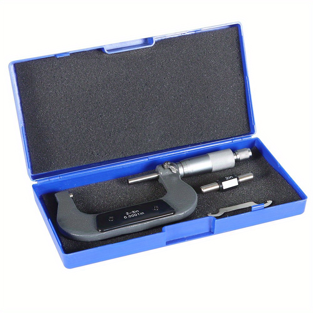 

Precision 2-3" Outside Micrometer With Carbide Tip, 0.0001" - Alloy, Laser Graduations, Satin - Includes Wrench And Case