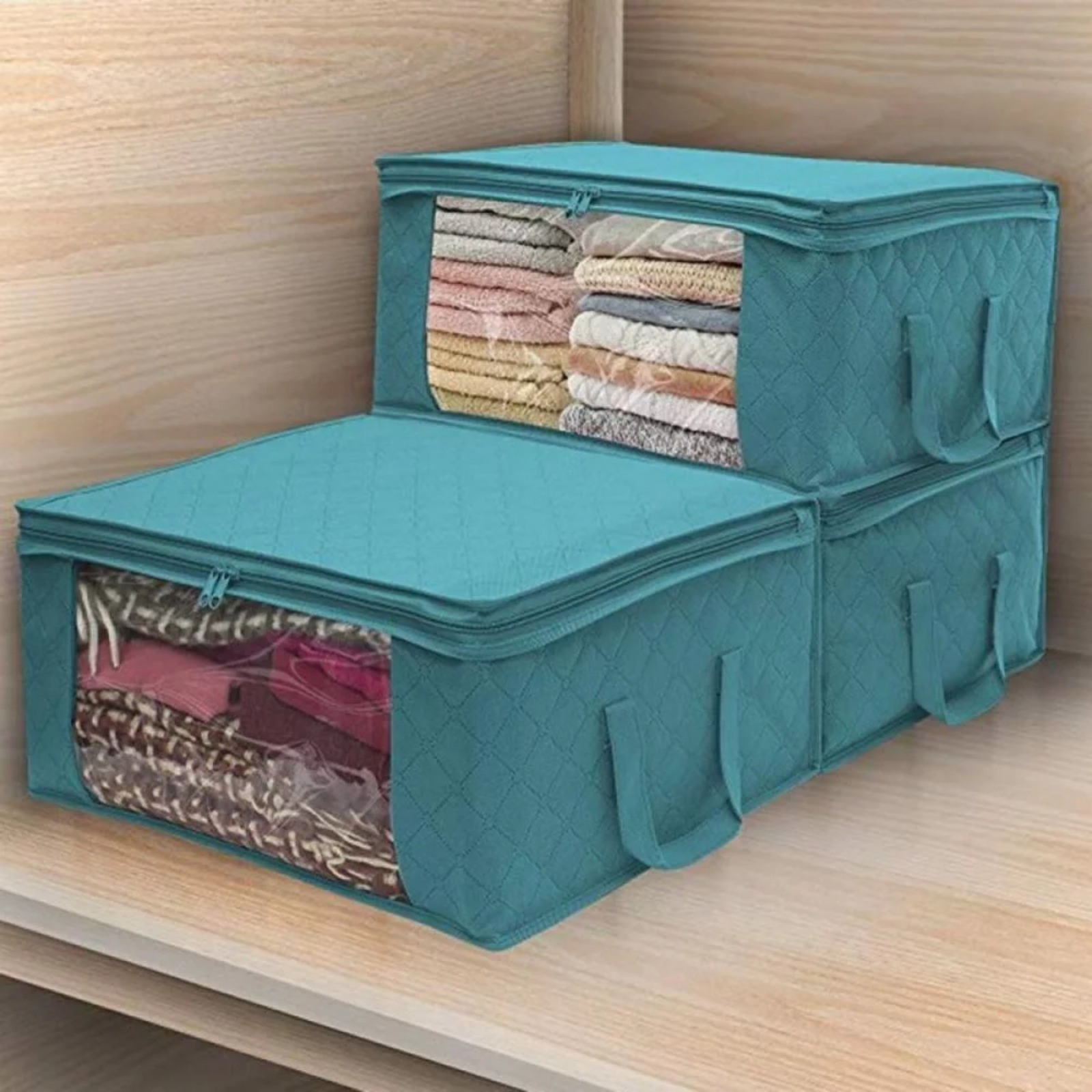 

3 Pcs Foldable Storage Bag Non-woven Clothes Storage Bag Folding Quilt Storage Box Dust-proof Clothes Cabinet Finishing Box