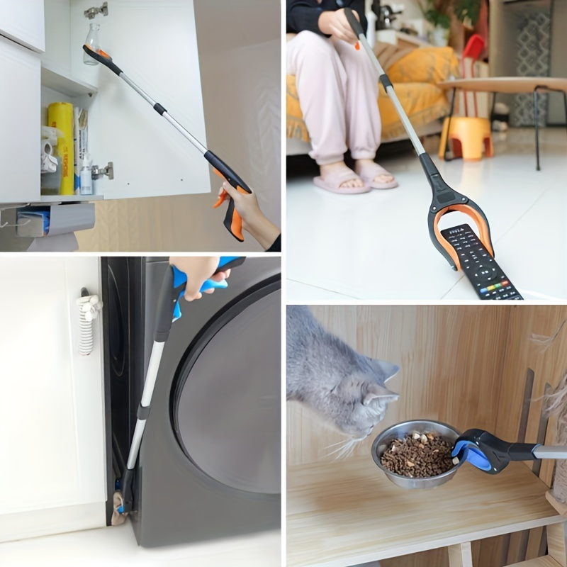 1 Lightweight Aluminum Trash Grabber with 360° Rotation Folding Extended Reach Tool - Ergonomic Handle, Ideal for Seniors and People with Disabilities | Multi-Purpose Household Gripper Includes Keychain & Clip-On Accessories | Home Cleaning Aid