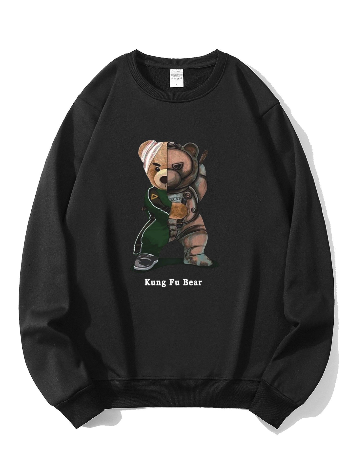 High quality Loose Bear Graphic Print Sweatshirt, Long Sleeve Crew Neck Pullover Sweatshirt,