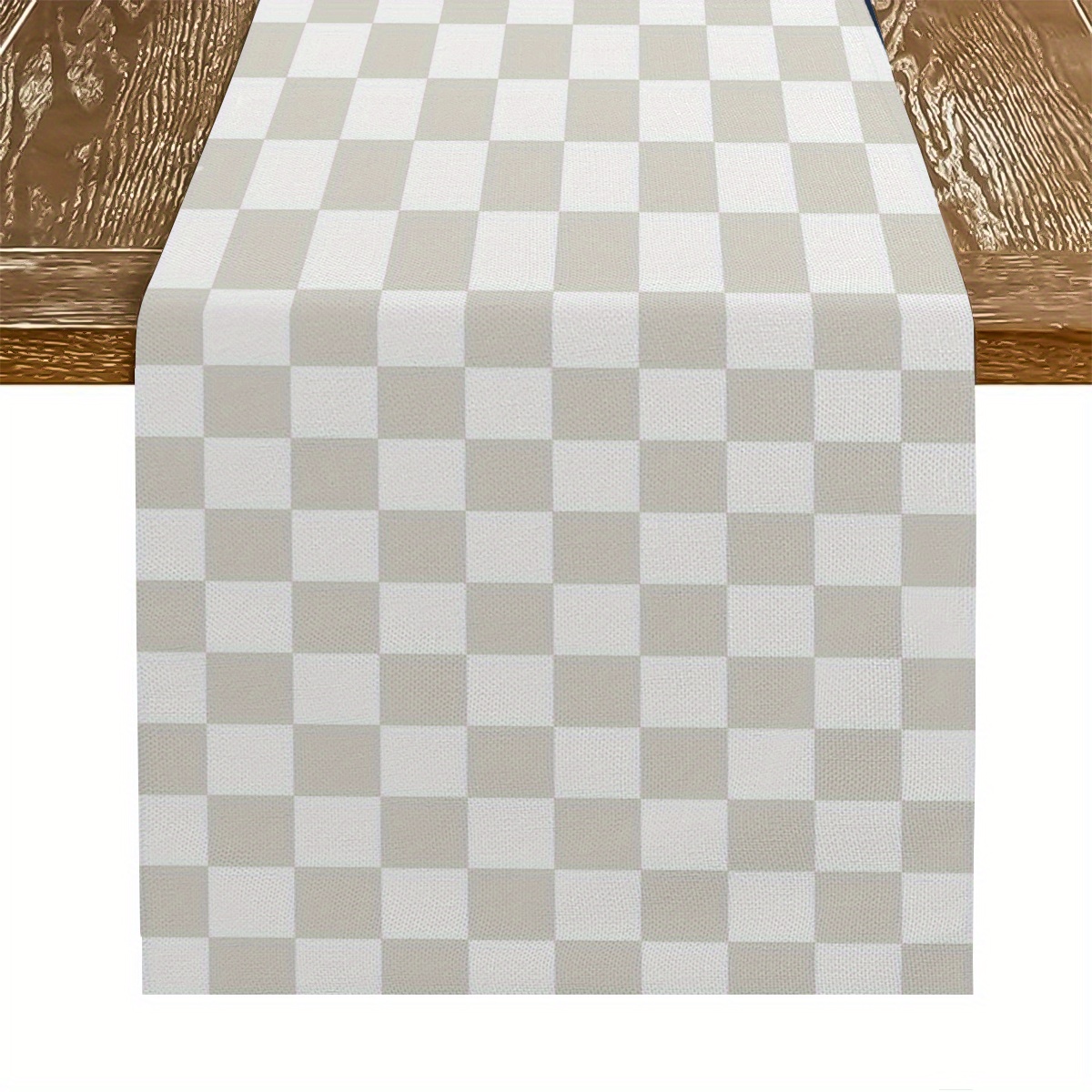 

1pc Classic Checkered Print Linen Style Polyester Table Runner - Woven Dining Decor, Kitchen Tablecloth Cover, Sideboard Overlay, Farmhouse Placemat For Holiday Decor, Banquets, Party Supplies