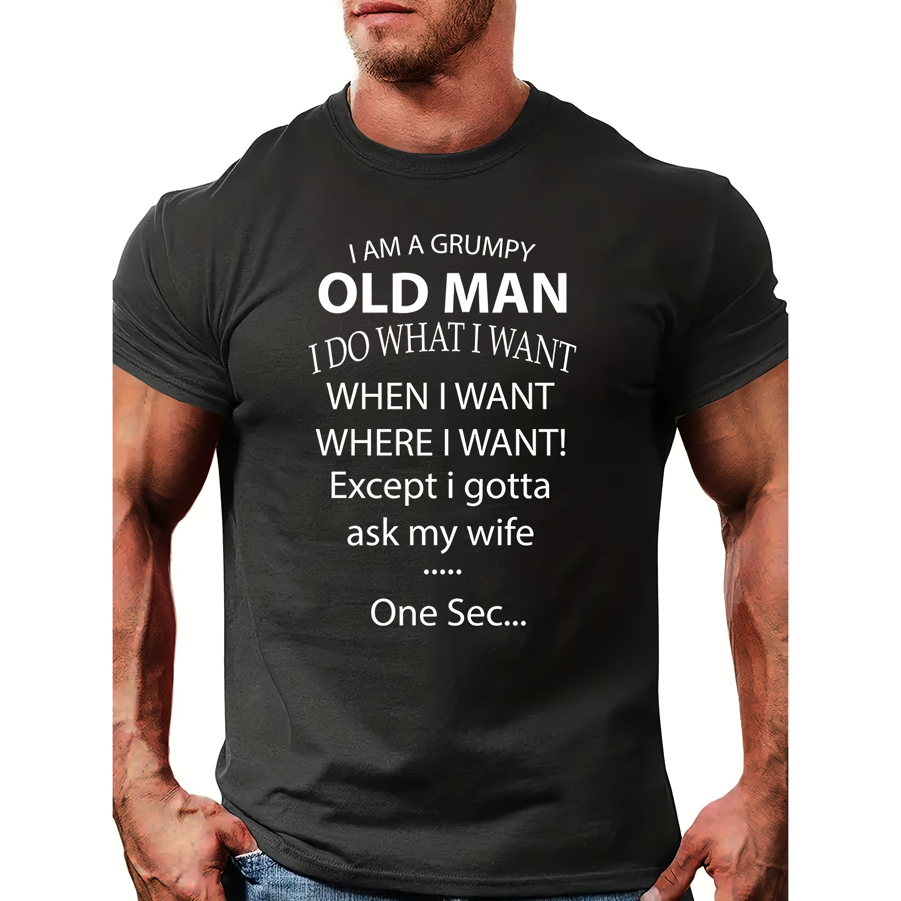 

Funny Old Man Letter Pattern Print Men's Comfy Chic Tshirt, Graphic Tee Men's Summer Outdoor Clothes, Men's Clothing, Tops For Men, Gift For Men