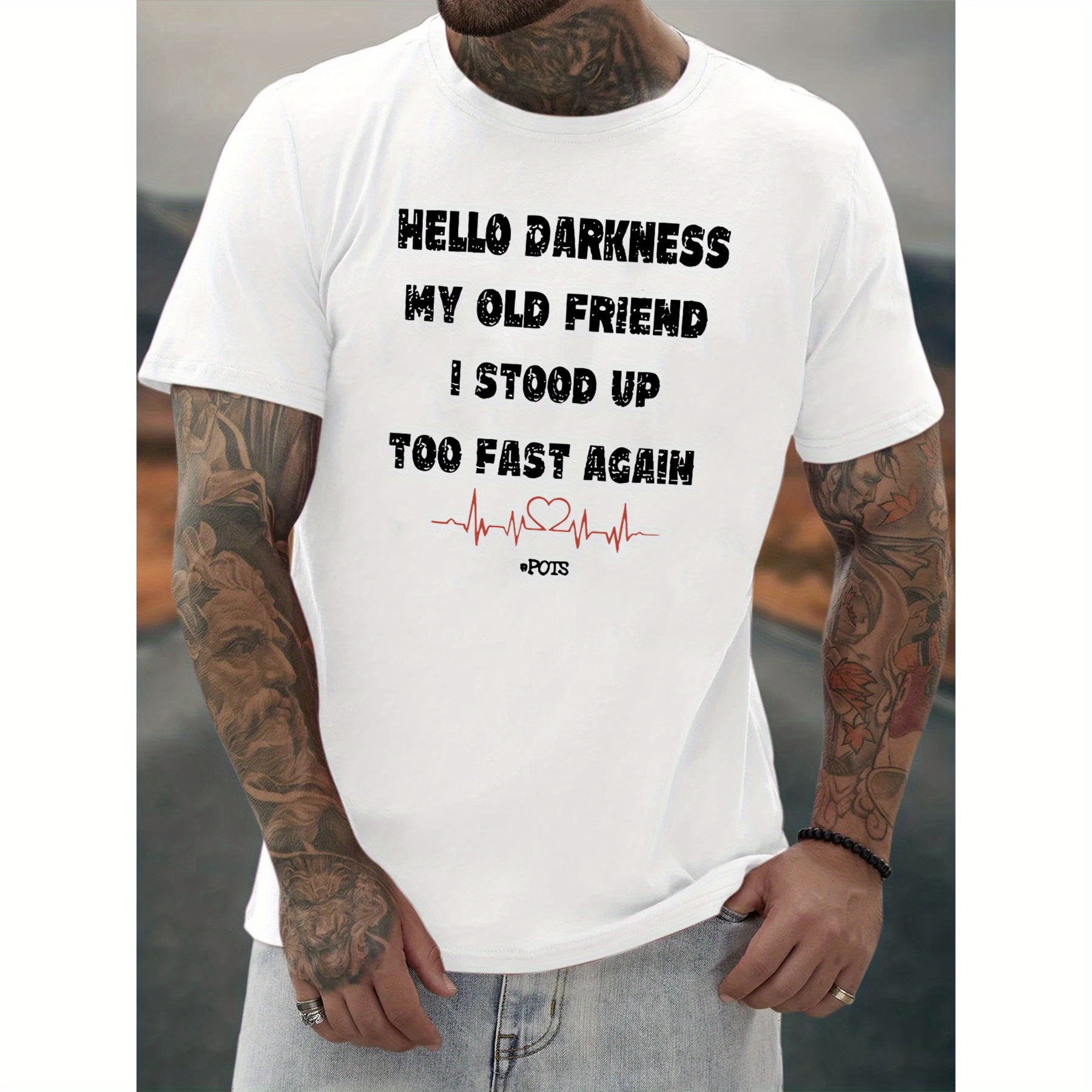 

Mens Hello Graphic Tee Bold Letter Print, Short Sleeve Crew Neck Lightweight Summer Shirt For Casual Outdoor Style