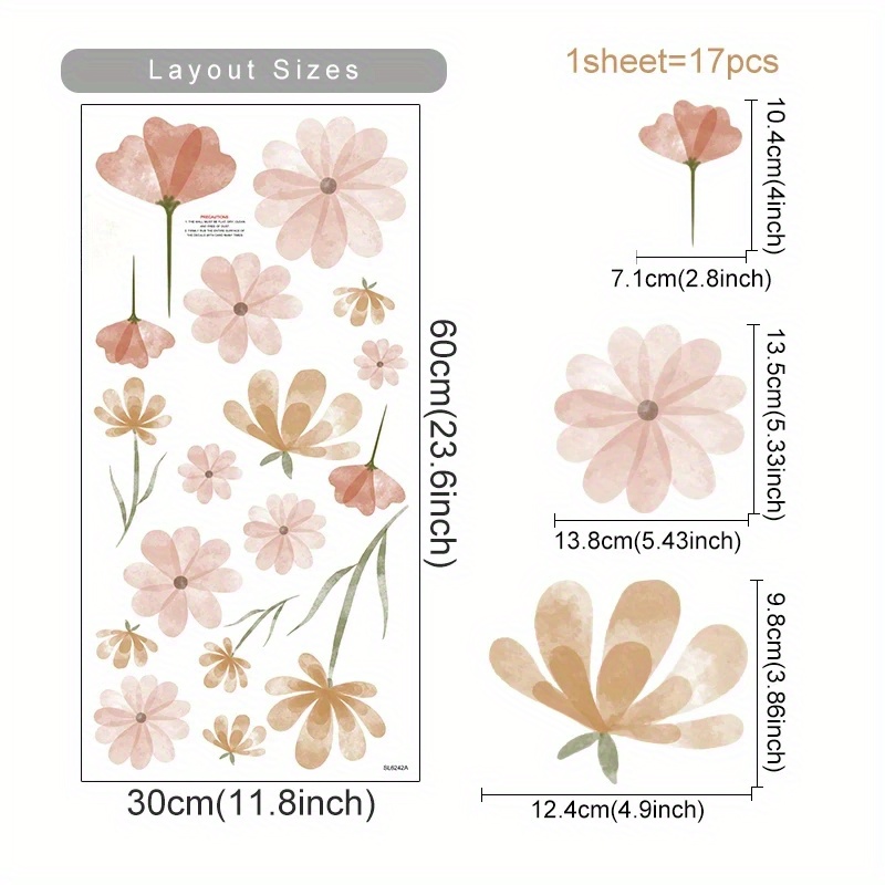 Bohemian Ginkgo Leaf Floral Wall Stickers, Self-adhesive Decals For Room, Bedroom, Wardrobe, And Accent Wall Decor, Diy Wall Art, Pvc Material