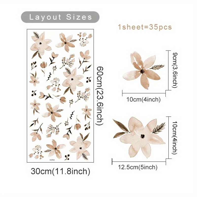 Image of Bohemian Ginkgo Leaf Floral Wall Stickers, Self-adhesive Decals For Room, Bedroom, Wardrobe, And Accent Wall Decor, Diy Wall Art, Pvc Material
