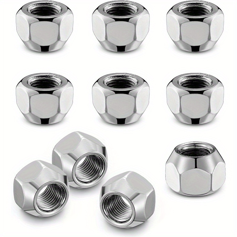 

Oe 1/2x20 Wheel Lug Nuts, 10pcs 1/2 Lug Nuts -piece Silver Solid Chrome Open End Lug Nuts 0.82 Inch 21mm Hex 0.63 Inch 16mm Tall For Trailers Tire Wheel