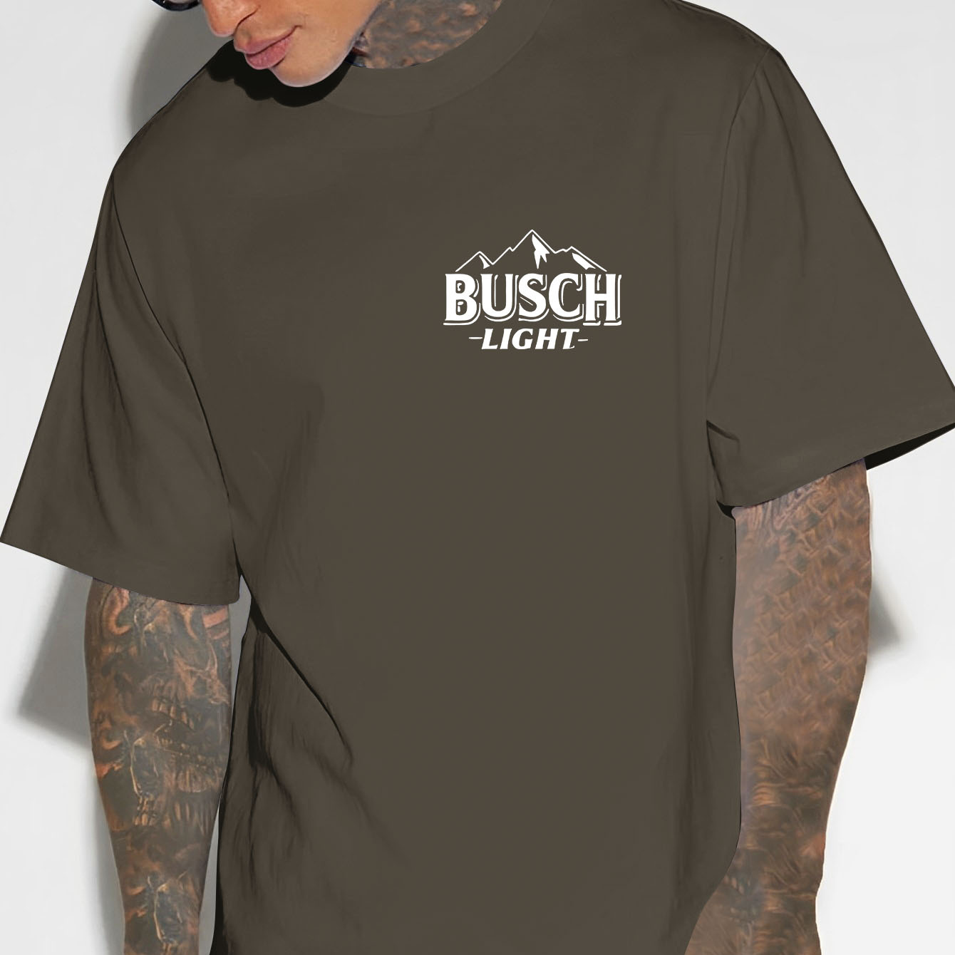 

Busch Light Creative Outdoor Activities Graphic Print Tee Shirt, Fashion Comfy Tees For Men, Casual Short Sleeve T-shirt For Summer