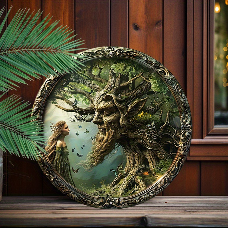 

Forest Tree Spirit And Fairy Aluminum Metal Sign Art Set, 1pc 8x8 Inch, Waterproof High-definition Round Vintage Decor For Garden, Patio, Office, Indoor And Outdoor Spaces