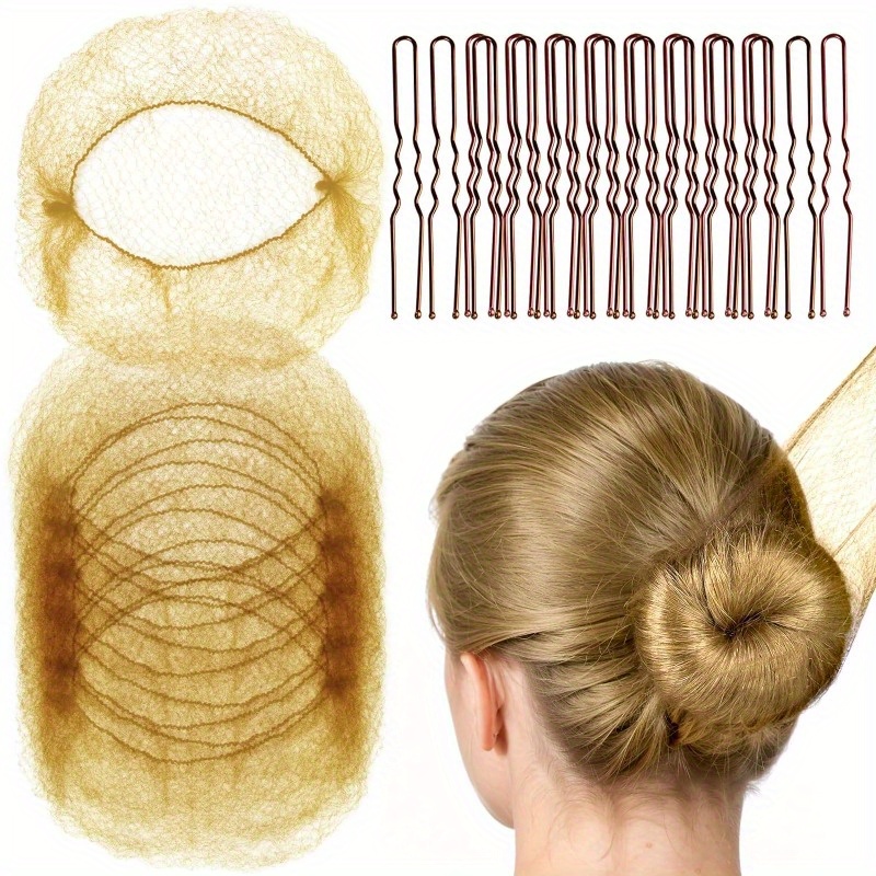 

Hair Nets And U-shaped Hair Pins Set, 20 Pack Invisible Bun Nets And 40 Hair Pins, Nylon Bun & Crown For Women, Girls - Suitable For Ballet, Dance, Casual Styles, Age 14+