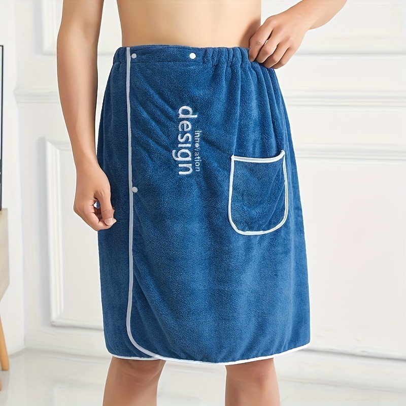 TEMU Bath - 1pc Fleece Absorbent Skirt, Soft Spa Sauna , Embroidered Bathroom Supplies