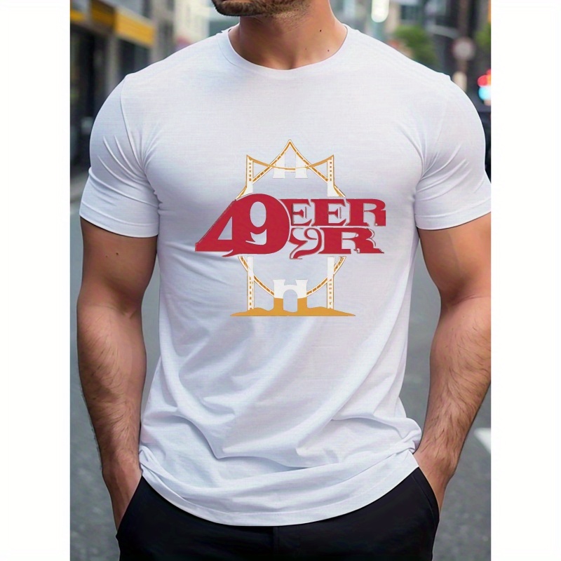 

Creative Print Tee Shirt, Comfy Tees For Men, Casual Short Sleeve T-shirt For Summer