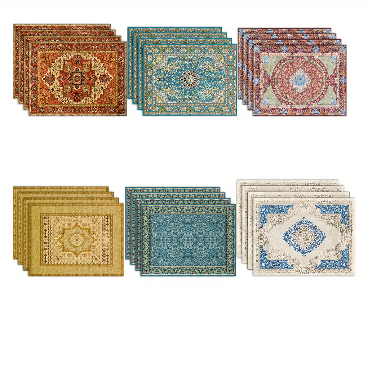 

4pcs Set Vintage Mandala Linen Placemats - Ethnic Style, Perfect For Kitchen & Dining Decor, Farmhouse Table Mats, Ideal For Holidays, Weddings, Parties