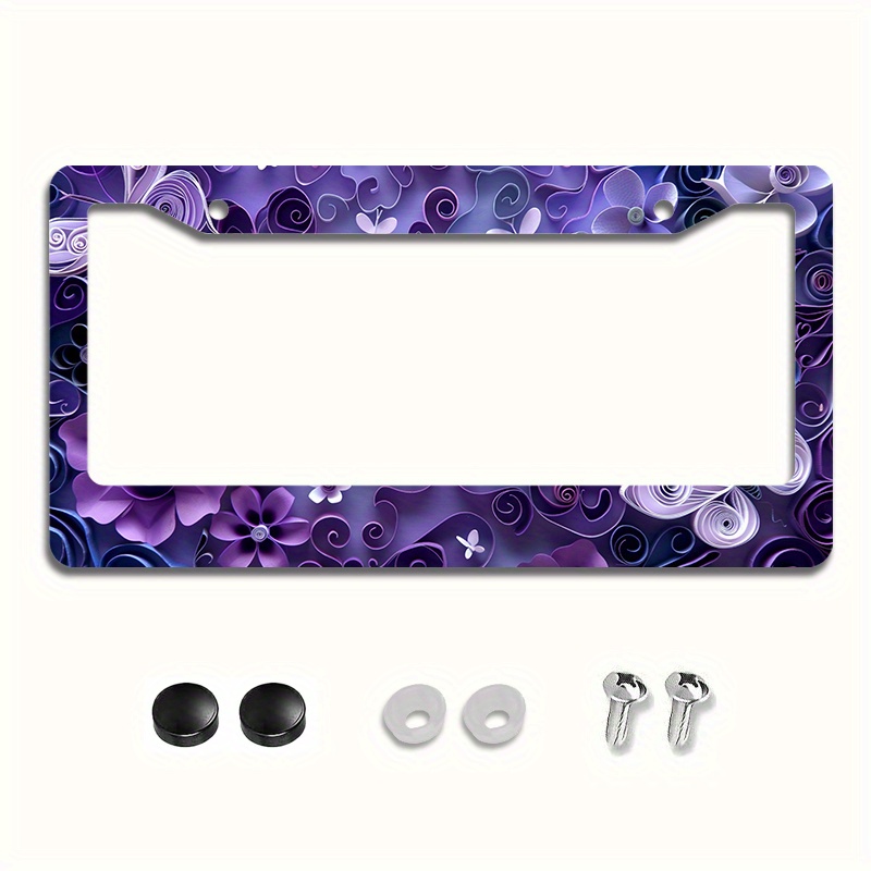 

Purple Metal License Plate Frame - 6.3x12.2" Rustproof Car Front & Rear Cover, Kit Included