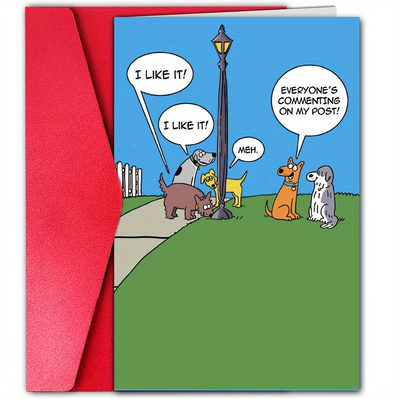 

1pc Funny Dog-themed Birthday Greeting Card With Envelope, Humorous Social Media Joke, Unique Birthday Card For Husband, Dad, Boyfriend, Friends &