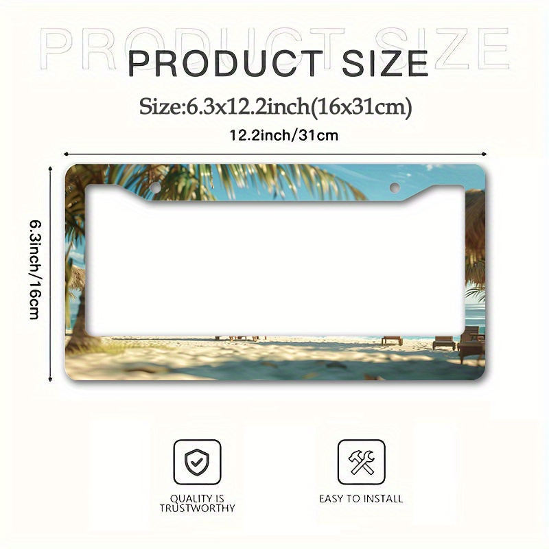 Blue Sky Gentle Waves Durable Metal License Plate Frame Temu