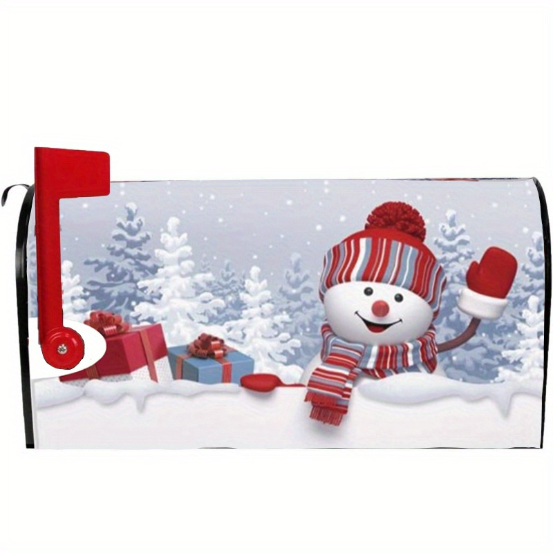 

Winter Snowman Magnetic Mailbox Cover - Seasonal Outdoor Decor With Snowflakes, Durable Flexible Material, Fits Standard 18x21 Inch Mailboxes - 1pc Holiday Home & Garden Decoration