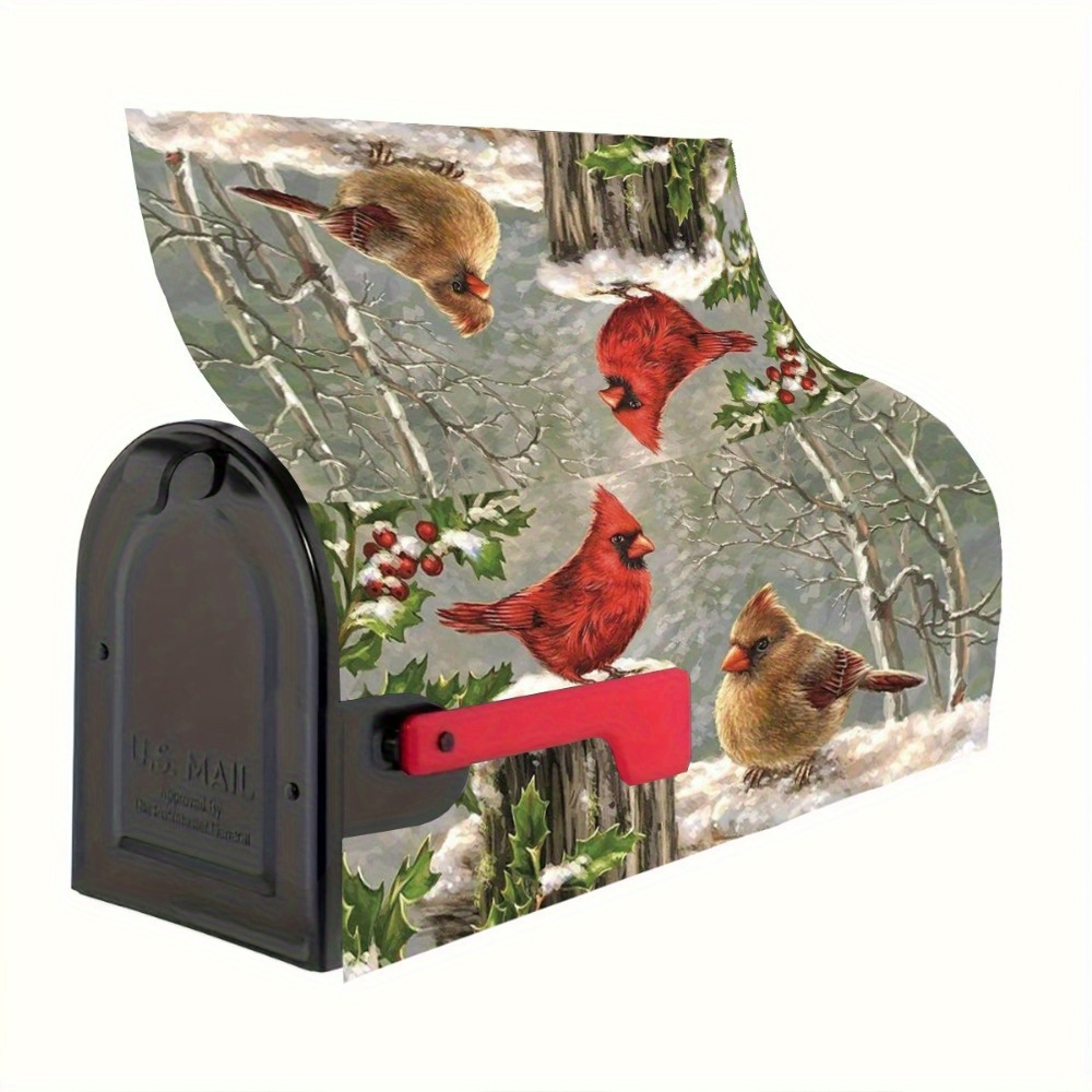 

Winter Birds Magnetic Mailbox Cover - 1 Pc, Durable Material, Standard Size 18x21 Inch, Festive Outdoor Home & Garden Decor