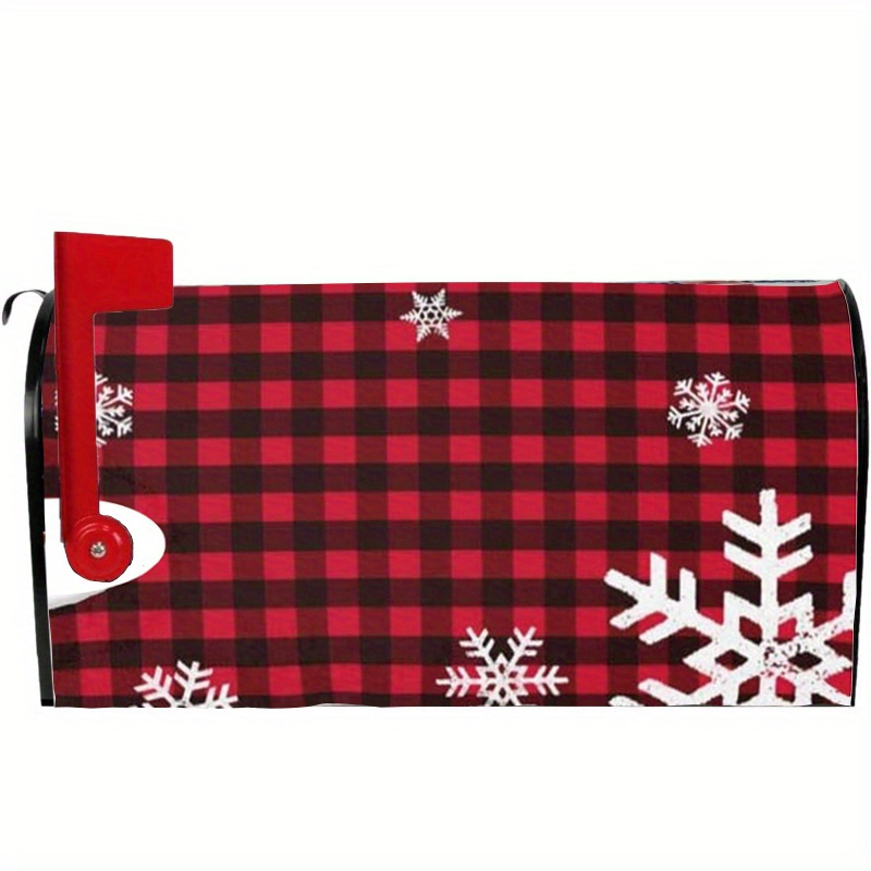 

Magnetic Christmas Mailbox Cover - Standard Size 18x21inch, Red Plaid & Snowflake Design, Outdoor Holiday Home Decor