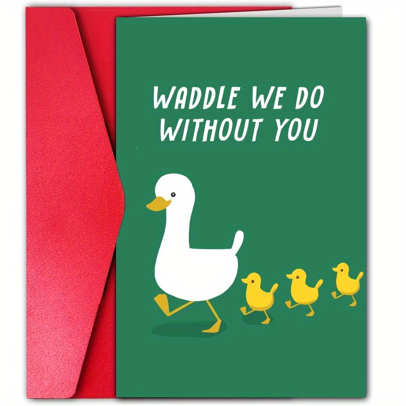 

1pc, Funny Coworker Leaving Card, Farewell Card, Cute Duck Card, Miss You Card, Funny Leaving Card For Coworker, Friend, For Him, Her