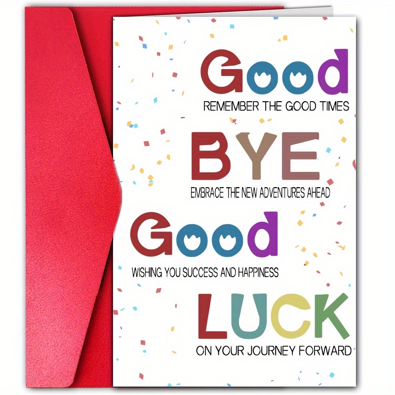 

1pc Farewell Greeting Card With Envelope For Anyone - Cartoon Confetti Design Paper Card For Goodbye, Good Luck, Coworker, Friend - Versatile Occasion Card For Farewell, New Adventures & Birthdays