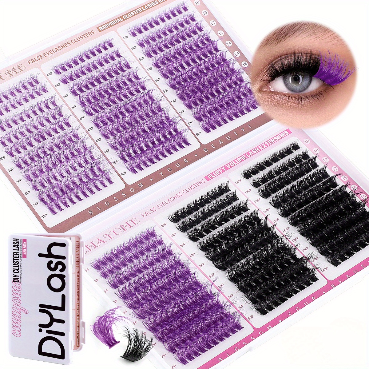 

Diy Cluster Eyelashes Kit - Ultra Thick, Reusable False Lashes In , 30d-100d Volume For Parties, Stage Makeup & Photo Shoots