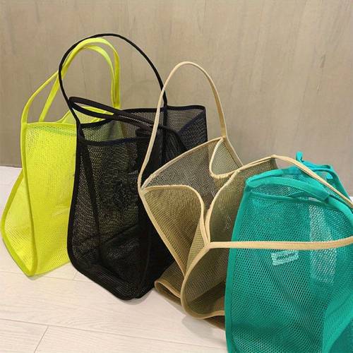 new transparent mesh single shoulder tote bag stylish lightweight versatile large capacity for travel and shopping
